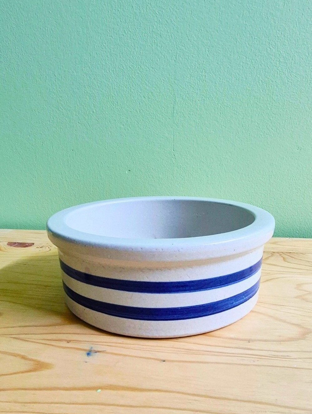 Vintage Robinson Ransbottom (RRP Co.) Blue Stripe Stoneware Crock